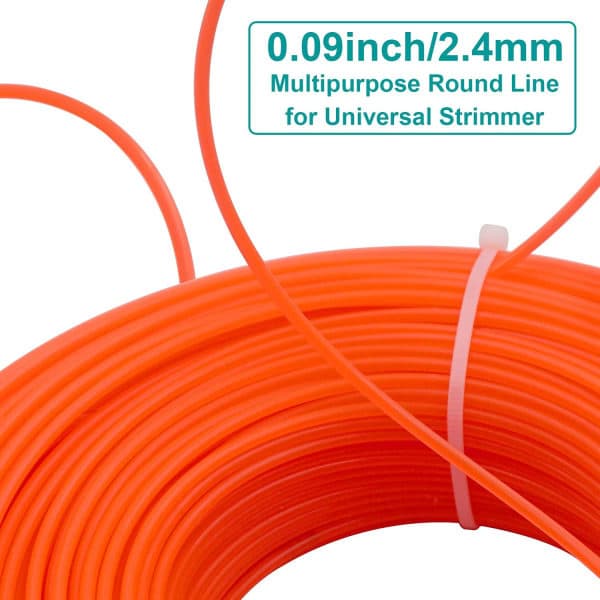 Rund nylon, erstatningstrimmertråd Universal trimmertråd til buskrydder 2,4 mm x 70 m, orange