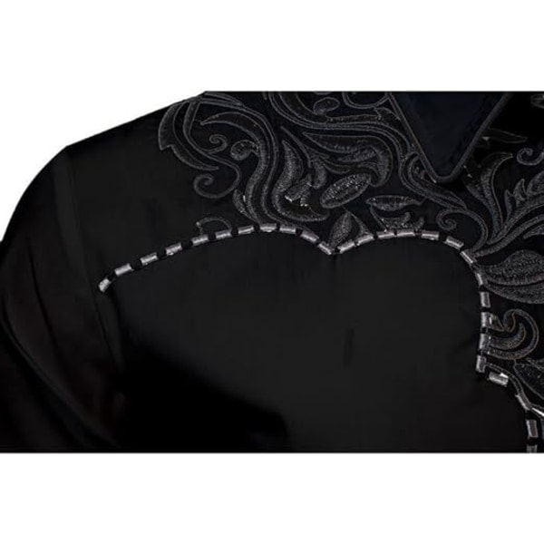 Västerländsk Cowboyskjorta för Män Mode Slim Fit Design Svart 4 XL Black 4 XL
