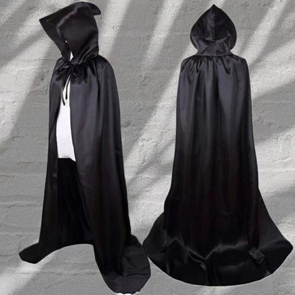 Halloween-kappe cos Dødens kappe vampyrhekskappe festkostume voksne børn sort kappe_ca