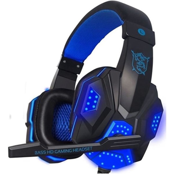 Wireless Headphones, Multifunctional Wired Over-Ear Illuminated Gaming Headset with Soft Earmuffs