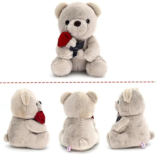 2,9 meter Grå Teddybjørn med Rose til Ham/Kæreste/Elsker/Mor/Barn