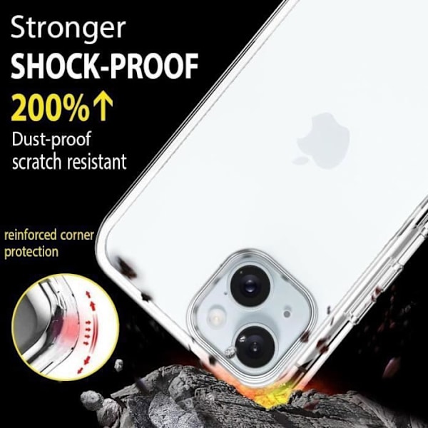 Fullt deksel for iPhone 16, støtsikker, ripebestandig, transparent hybridbeskyttelse