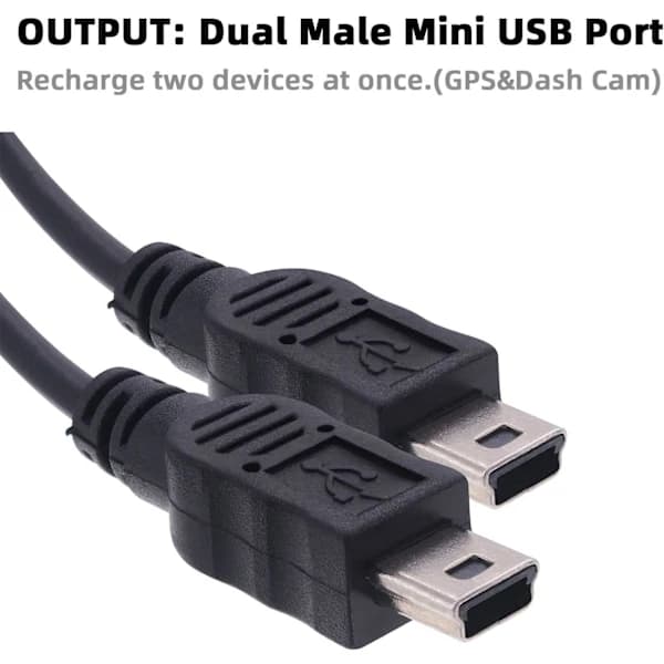2025 Seneste Model til Garmin USB Split Adapterkabel - Billader Splitter Mini USB Hun til Dobbelt Mini USB Han Port Dash Cam Radar Dete