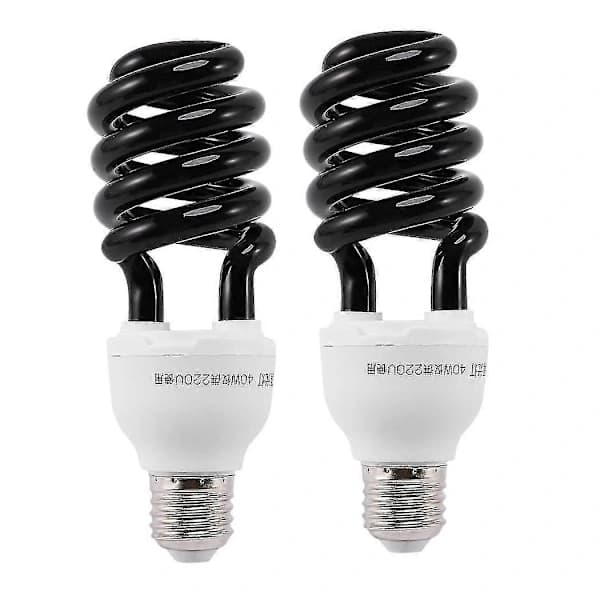 2x E27 40w Uv Ultraviolet Fluorescerende Sortlys Cfl Lampe Pære 220v Form:spiral Watt Volt