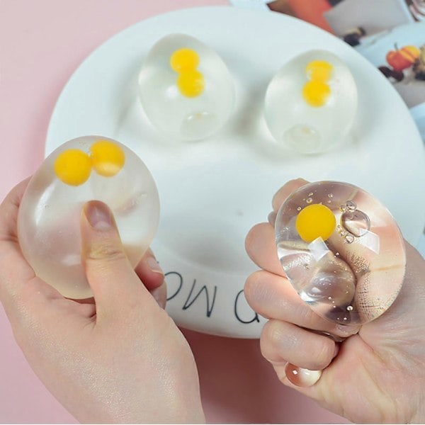 3 stk. Æg Squishies Legetøj Bløde Klemmelegetøj Sticky Hands Squishy Anti Stress Klemme Æggehvide, Dekompressionsbolde til voksne til Angstlindring[D...