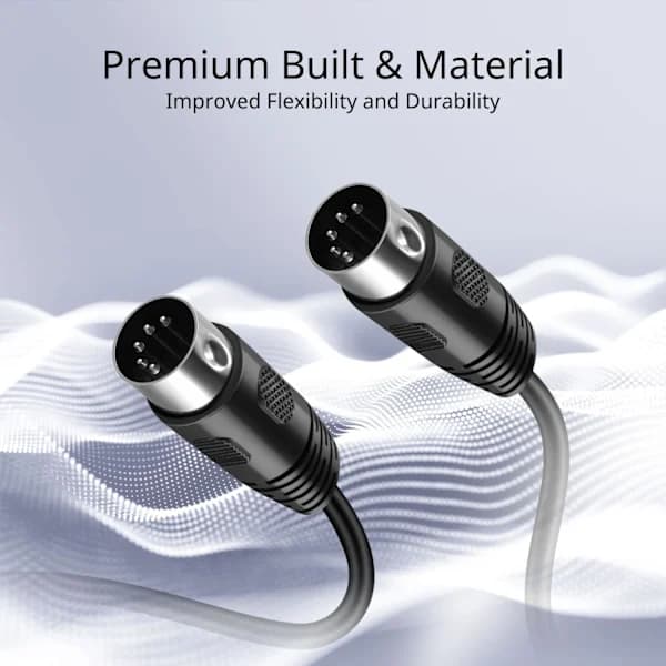 2025 Seneste Model TNP MIDI-kabel (0,3 m) - 5-pin DIN Han Audio MIDI til MIDI-stik Interface Jack Plug Ledning Sort 0,3 m