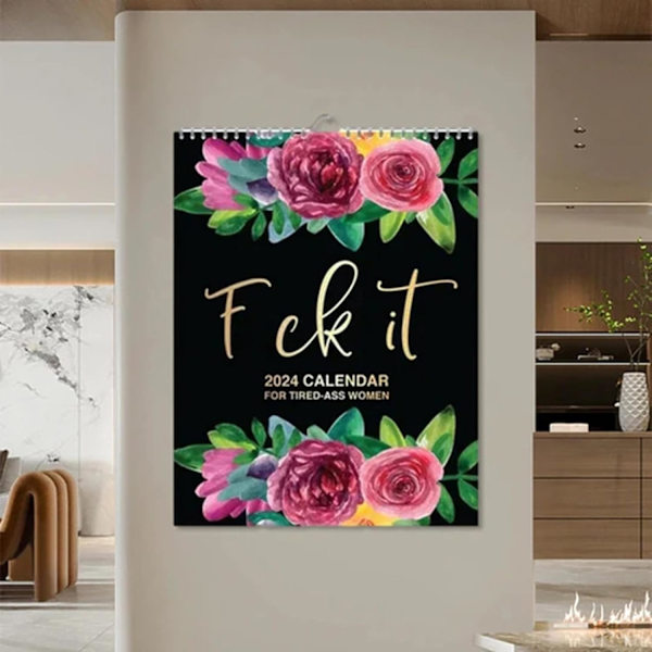 2024 Kalender för Trötta Kvinnor | -Fu-ck It Kalender | Trötta Kvinnor Kalender | 2024 Väggkalender för Trötta | Rolig Svordoms-Planner Månatlig Ca 2 Set