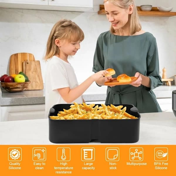 Silikoneforme til Airfryer, Ninja Flex Drawer Airfryer, Genanvendelige til 10,4L Sort 1