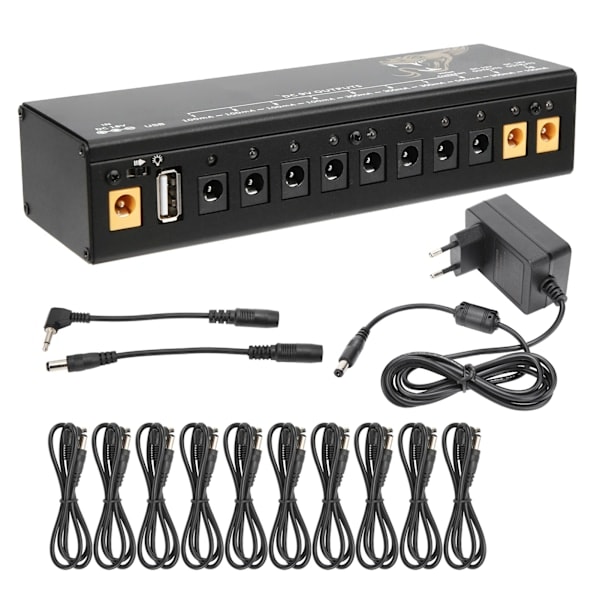 Pedal Strömförsörjning Elektrisk Gitarr Effektpedal Kortslutnings-/Överströmsskydd 100-240V EU-kontakt