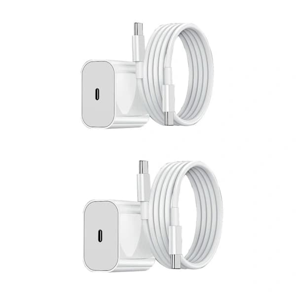20W USB-C Hurtigoplader & 2m Kabel 2-pak - til  & Android 2-pak USB-C