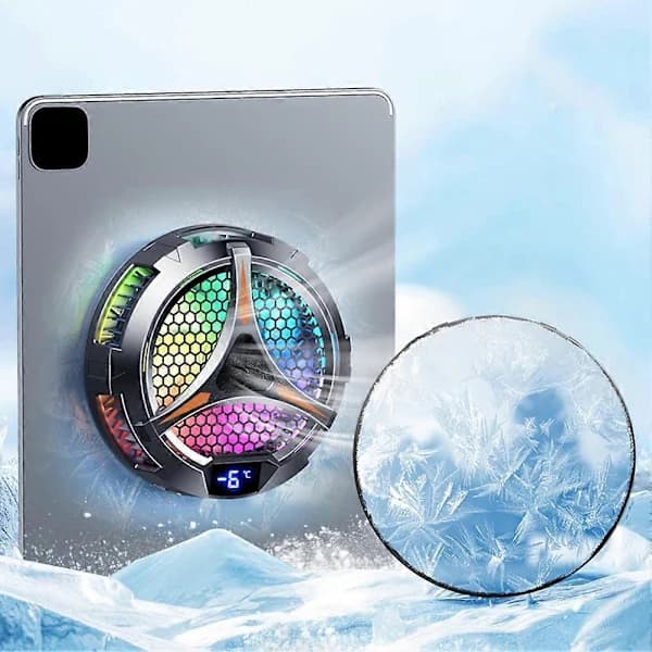 X42 Tablet Radiator Tablet Køler RGB Farverig Belysning 10cm Magnetisk Halvlederkøler Køleblæser til Tablet