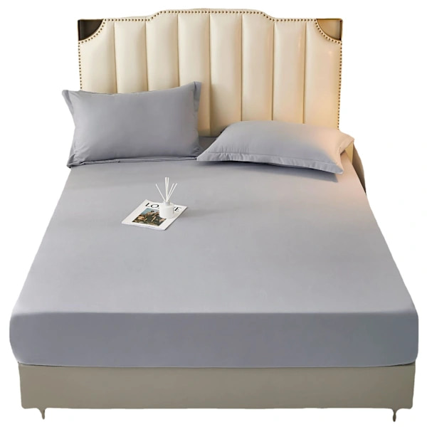 Gray Microfiber Fitted Sheet Solid Brushed Fitted Sheet Thick Skin-Friendly and Breathable 180 x 200 x 30 cm
