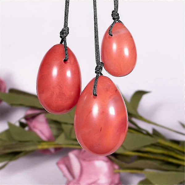 CASA 1 Sett Naturlig Rosa Rosenkvarts Yoni Jade Egg Helbredende Krystall Massasje Stick Stein Kvinner Kegel Trener Reiki Helbredende Edelsten Watermelon Red Eggs
