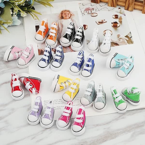 14 par mini fingersko, søde små sko til finger breakdance, fingerboard, dukke, mini sneakers