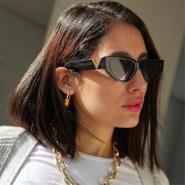 Vintage Kissan Silmä Aurinkolasit Naiset 2023 Trendi Luksus V Merkki Suunnittelija Aurinkolasit Naiset Lasit Uv400 Gafas De Sol Mujer musta Kuten kuvassa