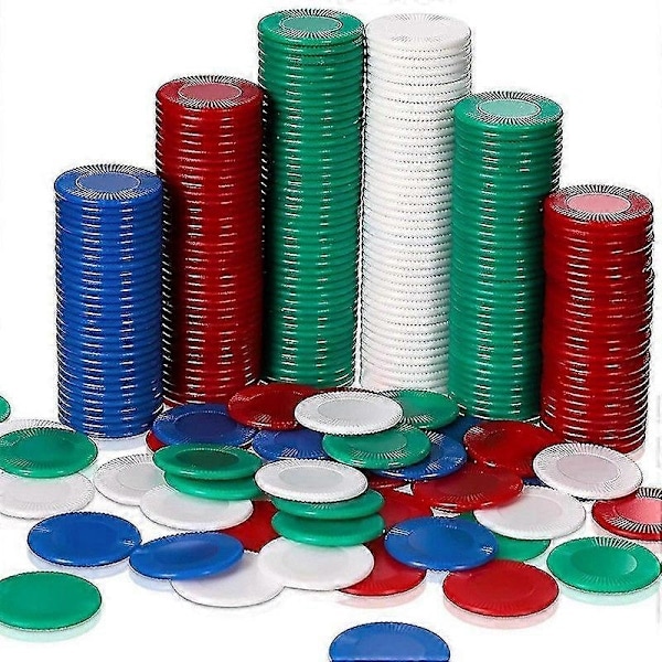 400 kpl Muovisia Pokerimerkkejä Pelimerkkejä 4 Väriä Laskumerkkejä Kortteja Peliin Laskemiseen Bingo Gam[D] Kuten Kuvassa D