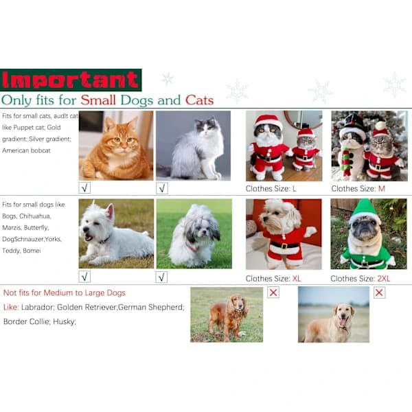 Julekostume til hunde, Julemandskostume med hat, julesweater til hunde og katte (Grøn, S)