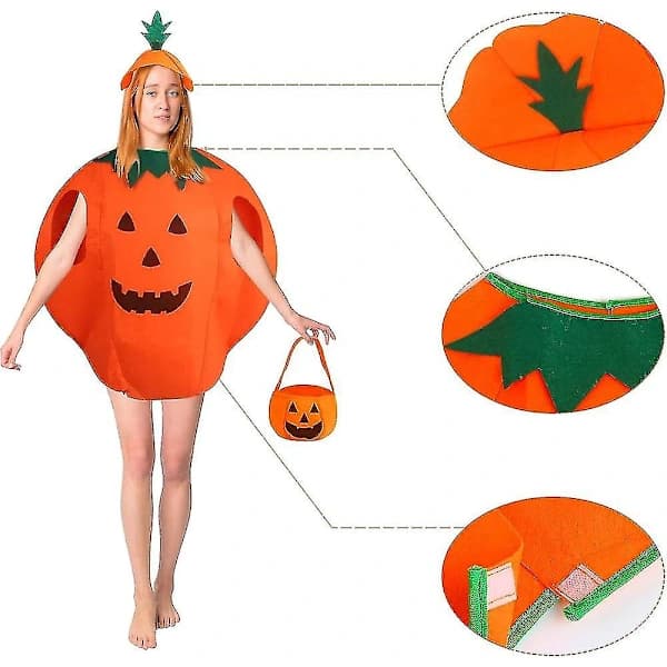 Græskarkostume med hat til Halloweenfest for voksne