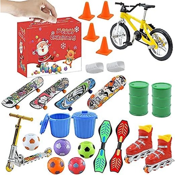 Mini Finger Skateboard Adventskalender 24 dagar jul med färgglad bräda För barn Tonåringar Vuxna