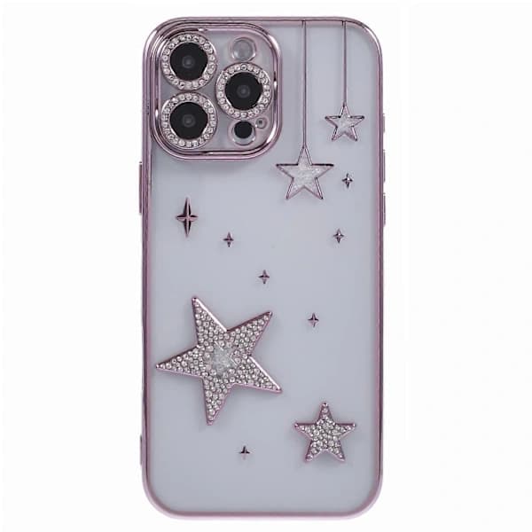 Deksel til iPhone 16 Pro Max 3D Bling Stjerner Elektroplettering TPU Transparent Mobiltelefondeksel