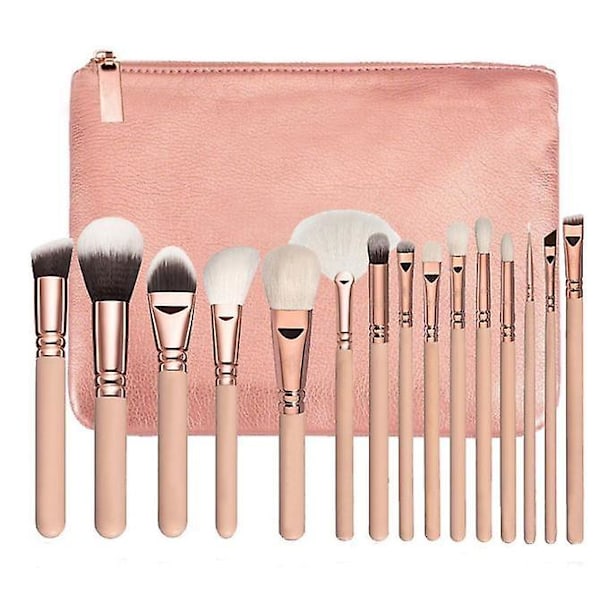 CASA Professionelle makeupbørster 15 stk. julegaver ROSA