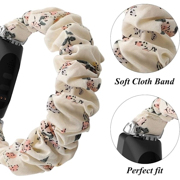 MEFEO Scrunchies kompatible med Fitbit Inspire 2 Remme/Inspire Hvid/Kaprifol (Small, Hvid/Kaprifol)