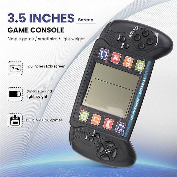 CASA Handhållen Videospelskonsol i Fickformat 3,5 tum LCD Mini Bärbar Brick Game Player med Inbyggda 23+26 Spel