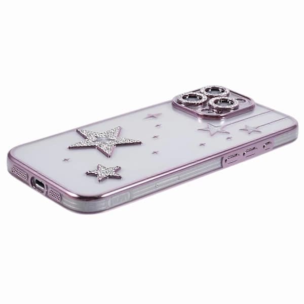 Deksel til iPhone 16 Pro Max 3D Bling Stjerner Elektroplettering TPU Transparent Mobiltelefondeksel