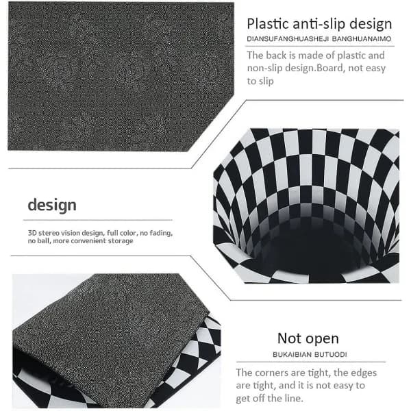Dørmatte, 3D magisk sjakkrutete optisk illusjon dørmatte visuell illusjonsmatte rektangulær utendørs entrématte