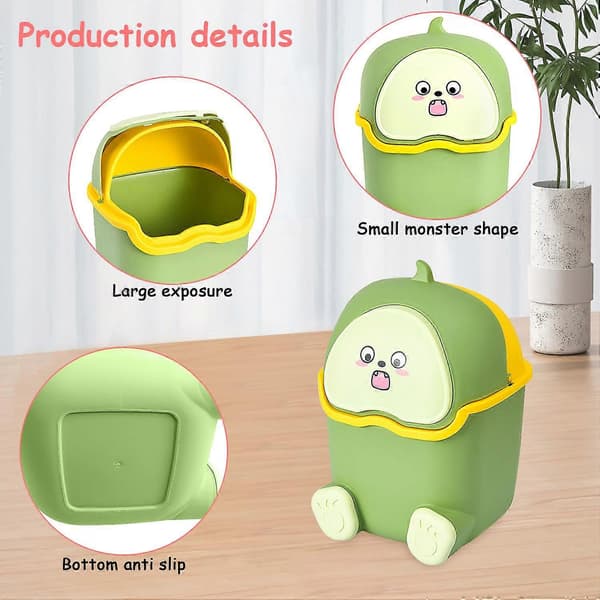 Small Desktop Trash Can with Lid Mini, Cute Desktop Trash Can, Portable Mini Desktop Trash Can with Lid