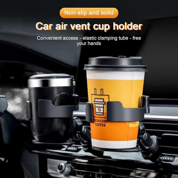 2-pak bilkopholder, justerbar luftventilkrog, 360° drejelig ABS-drikkeholder til biler, 6-8 cm kopper, sort