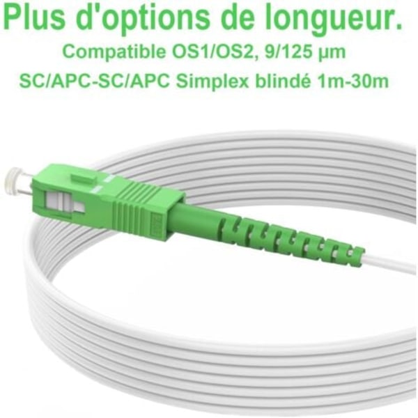 10m Fiberoptisk kabel Orange SFR Bouygues, forsterket med Kevlar-skjerming, SC APC til SC APC, skjøteledning/patchkabel Simplex Singlemode.ca