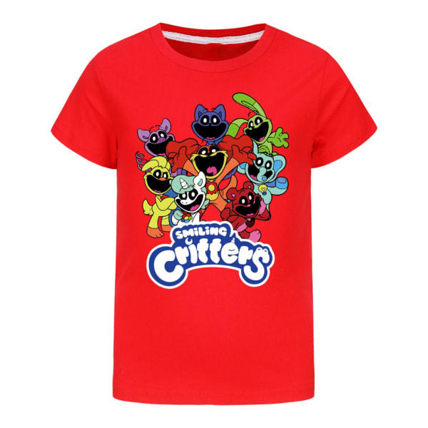 Barn Leende Critters CatNap Söt tecknad T-shirt Kortärmad T-shirt Unika toppar Red 160cm