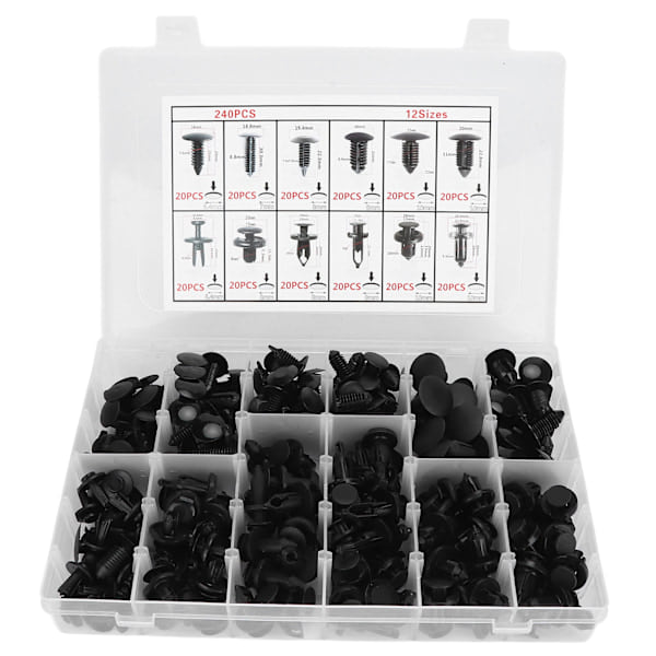 240 kpl Auton kiinnitysklipsit Muoviniitti Kiinnike Auton Push Kit 5 kpl Trim Panel Irrotustyökaluilla