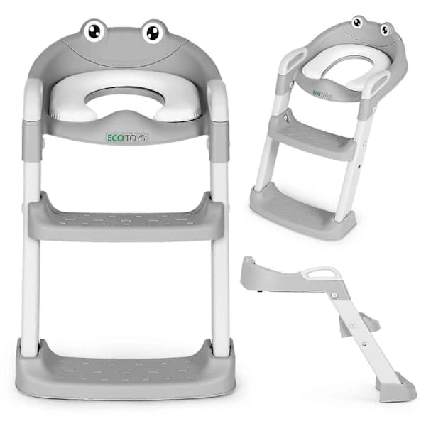 Toalettstol för barn med trappsteg och stege, blå, ECOTOYS