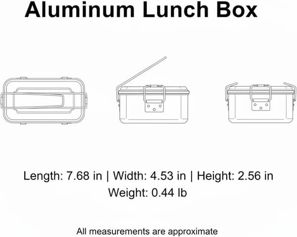 Aluminium matboks med lokk, rektangulær stabelbar matbeholder, for camping, piknik og på farten, sølv, 1200 ml