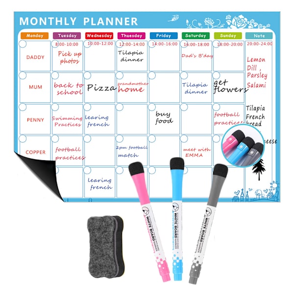 Torkbar magnetisk kalender til kjøleskap - Whiteboard magnetisk C