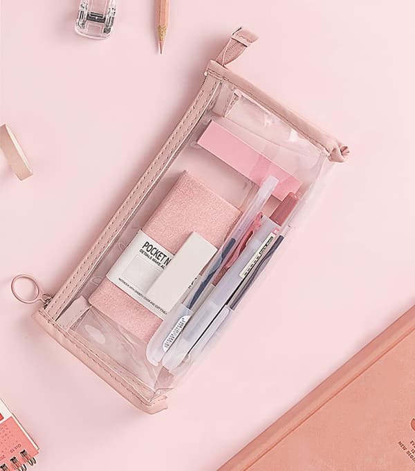 Läpinäkyvä penaali Pinkki Pink