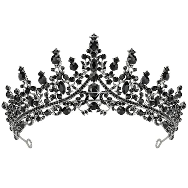 Sort Tiara til Kvinder, Sorte Krystal Kroner, Gotisk Krone Halloween Tiara Krone, Dronning Krone, Sort Bryllup Tiara, Gotisk Halloween Kostume...