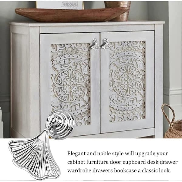 Ginkgo Set med 6 Silverfärgade Lövhandtag