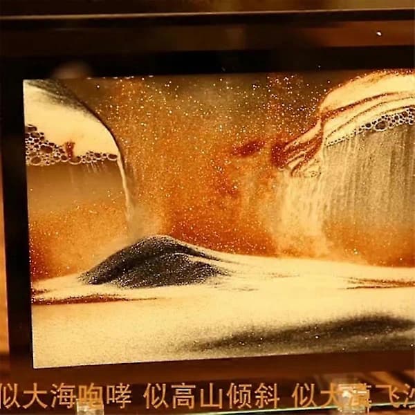 3D Landskap Rörlig Sandmålning Dynamisk Sandbild Flödande Sandmålning Timglas Dekor Blå 18.5x22cm