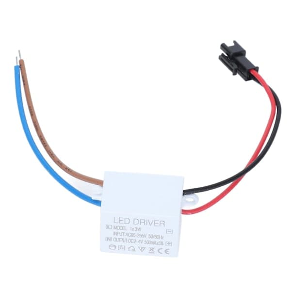 500mA 1X3W LED Driver Strømforsyning Driver Sokkel LED-Lampe Transformator Input AC95‑265V Output 2‑4VDC