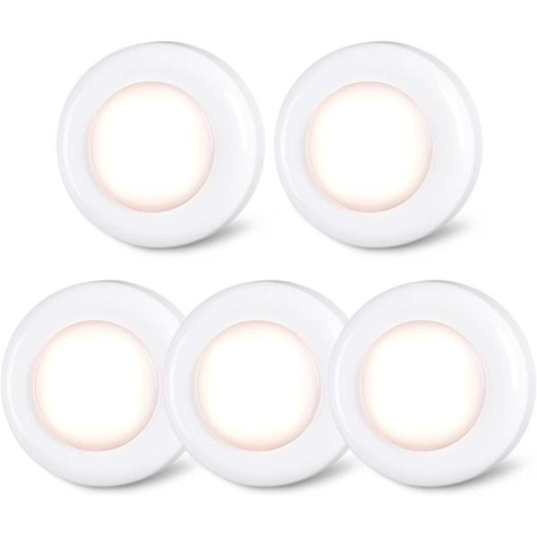 Tryklys Push Lights Mini Touch Press Spot Lights Indendørs Bærbar LED Stick on Puck Lights Batteridrevet til under skab Varm Hvid_ca Warm White