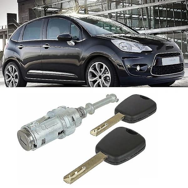 Citroën C2 C3 2002-2010 Vänster Framdörr Låscylinder Med 2 Nycklar