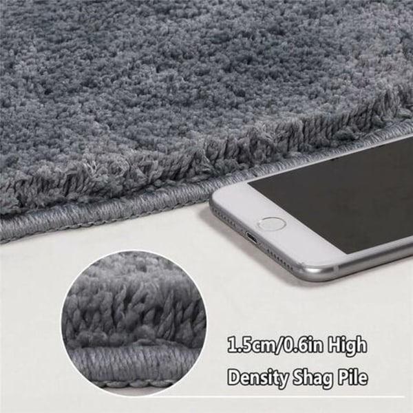 DPZO Dusjmatte rund med kamskjellkant, kvartsirkel dusjmatte i mikrofiber, maskinvaskbar, sklisikker, grå, 45x100cm-DPZO.ca