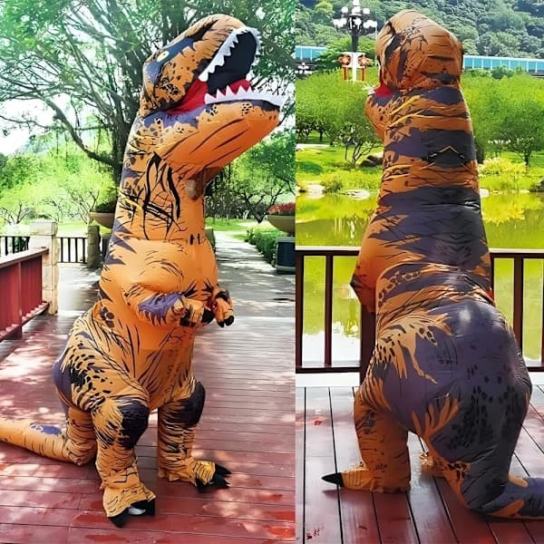 Uppblåsbar T-rex dräkt för vuxna