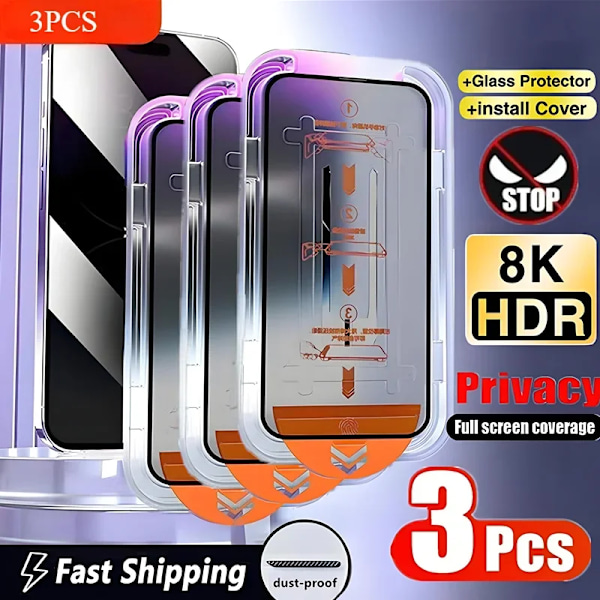 3 stycken Skyddande härdat glas för i-Phone Dammtät för skärmskydd I-Phone 16 Wallet case