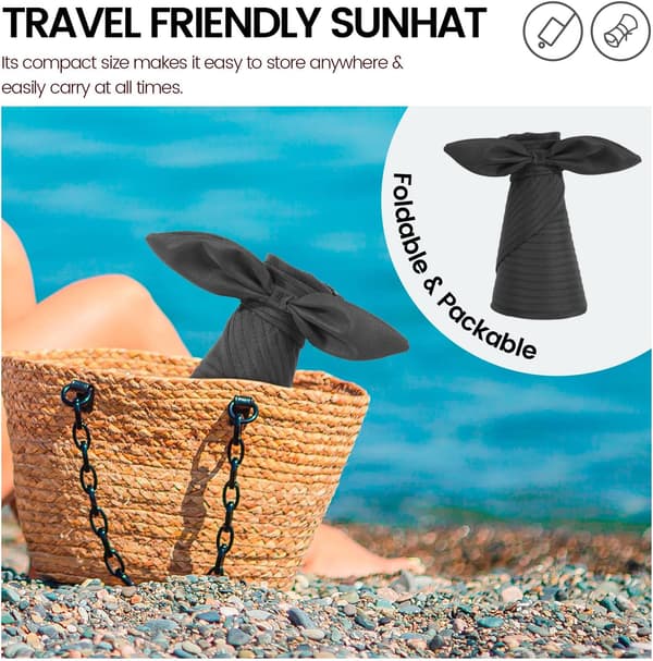 Hatte til kvinder UPF 50+ UV Solbeskyttelse Konvertibel Strandvisirhat Sort Black