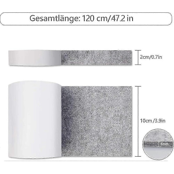 Filtmøbelglider Selvklæbende Grå Filttape Tyk 4mm 2 Ruller Filtstrimler-Xin