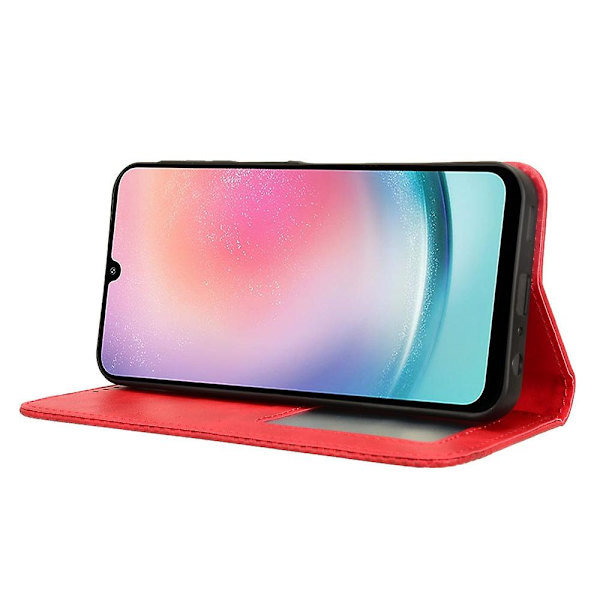 För Samsung Galaxy A25 5G Läderfodral Magnetisk Automatisk Stängning Telefonfodral (ZYH) Röd Samsung Galaxy A25 5G (Global)